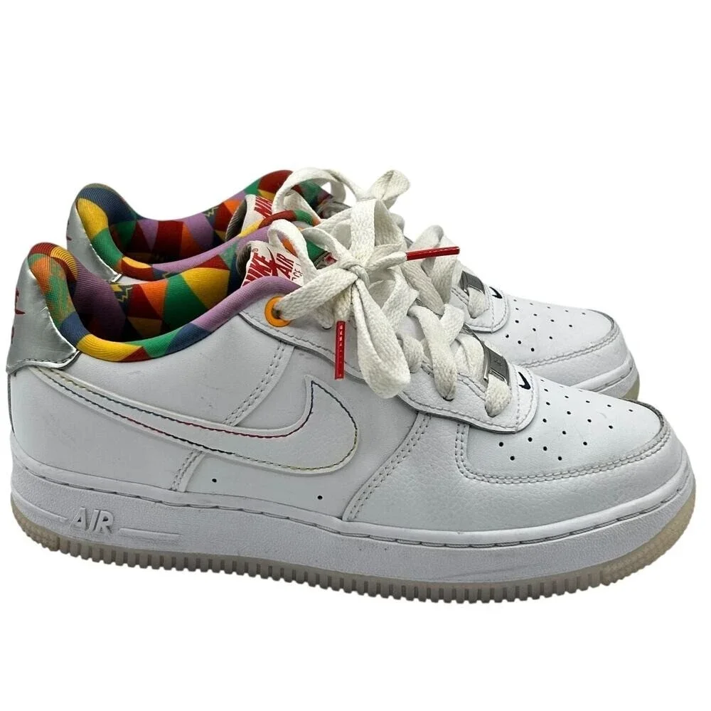 Nike Air Force 1 Low GS White Multi-Color Rainbow FN8912-111 Mens 5Y Womens 6.5
